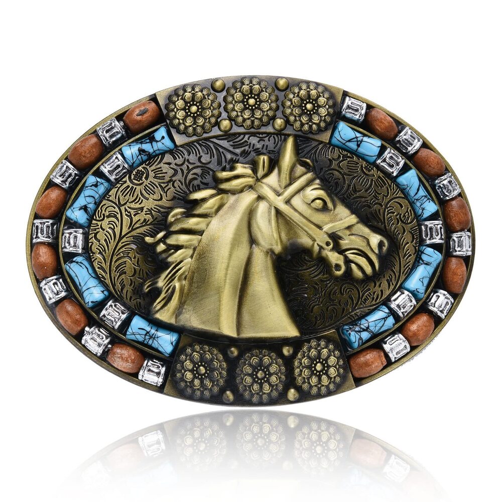 7855 Rodeo Belt Buckle , Western Vintage Celtic Cowboy Belt Buckle Horse